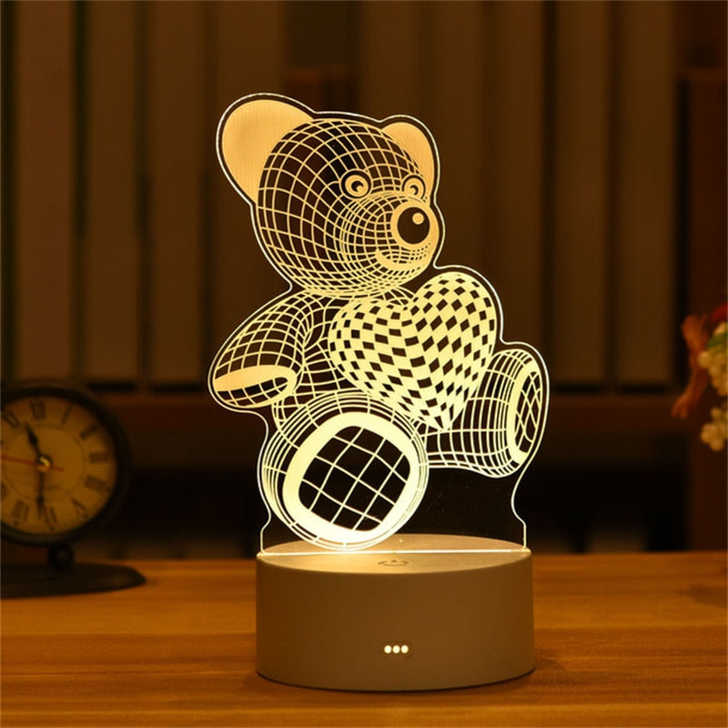 Night Light 3D  Led  Lamp For Valentines Christmas Wedding Bedroom