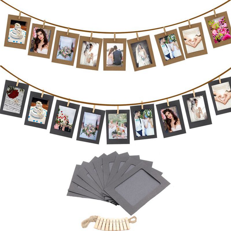 Paper Wooden Photo Frame Clips Party Wall Decoration Wedding 10PCS