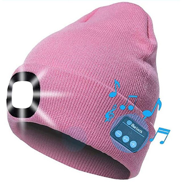 Winter Beanie LED Lighted Knitted Headphones Rechargeable Cap