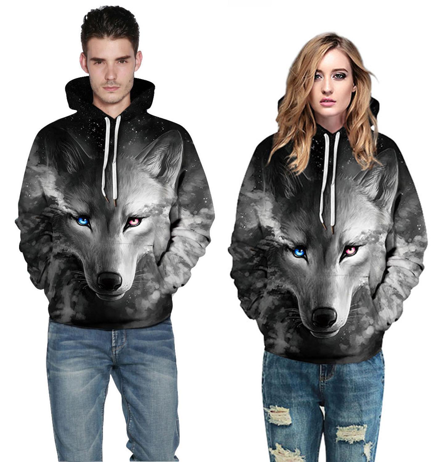 Gorgeous Men Woman Wolf Hooded Sweater For Couple, Sport - Mercy Abounding