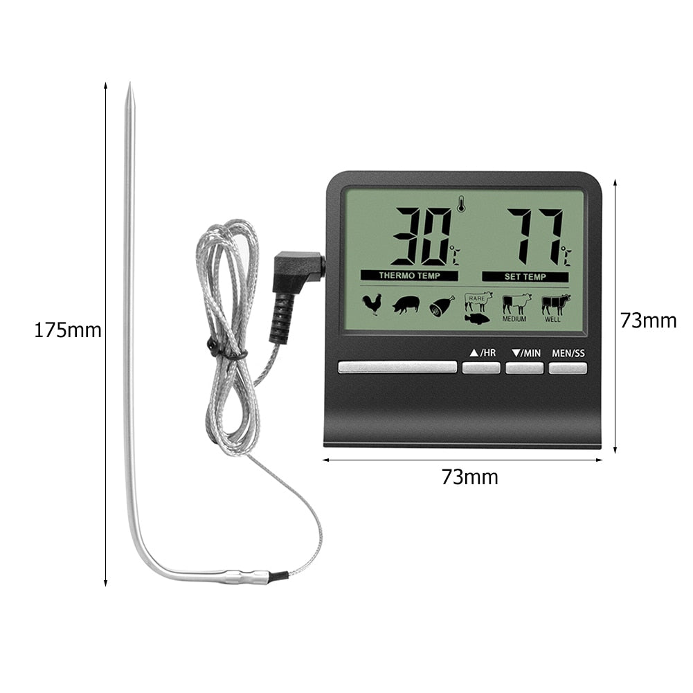 Baking Alarm Time Digital Kitchen Barbecue Food Thermometer