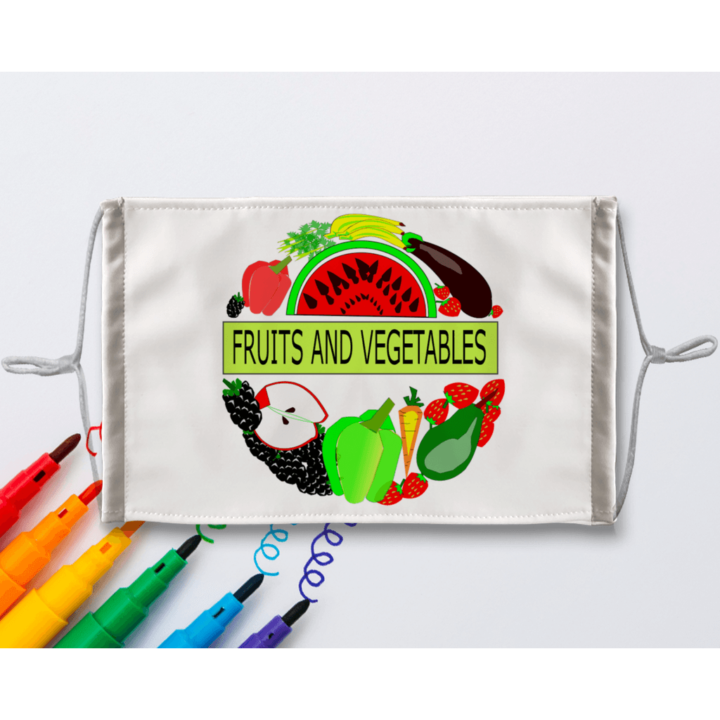 Textile Markers Fruits And Vegetables Design Coloring Face Mask For Children - Mercy Abounding
