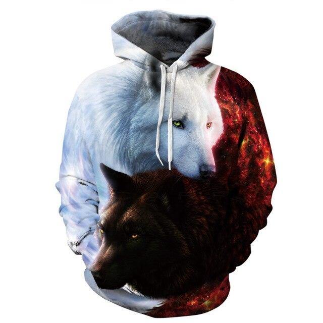 Gorgeous Men Woman Wolf Hooded Sweater For Couple, Sport - Mercy Abounding