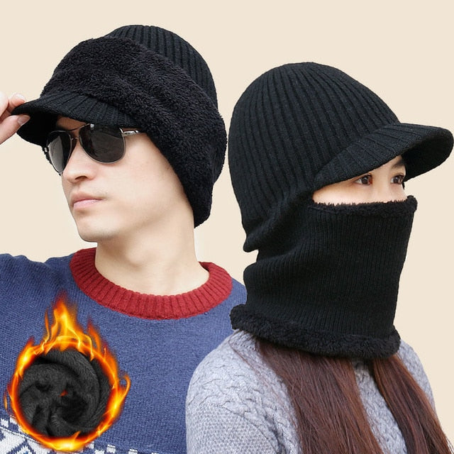 Wome/Men winter cycling warm wool knit hat cap