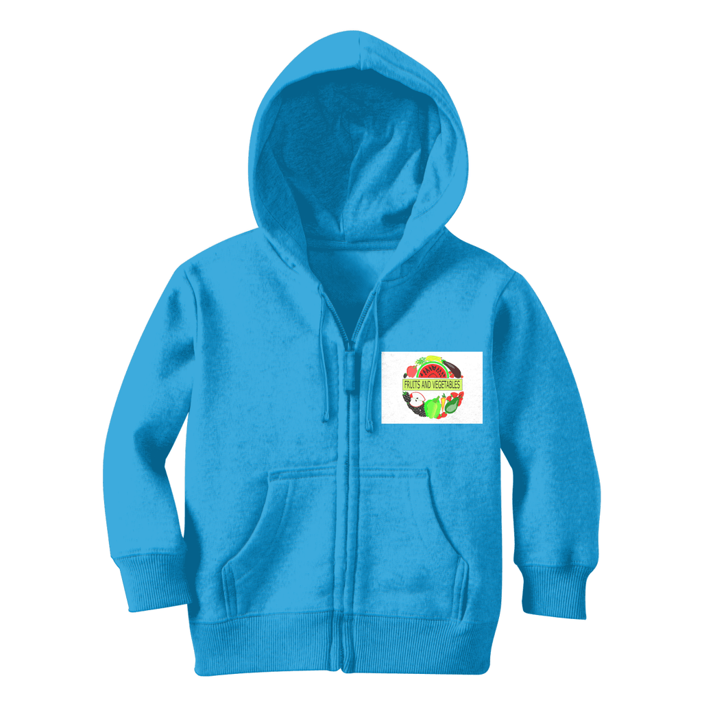 Soft Fabric Fruits And Vegetables Design Classic Kids Zip Hoodie - Mercy Abounding