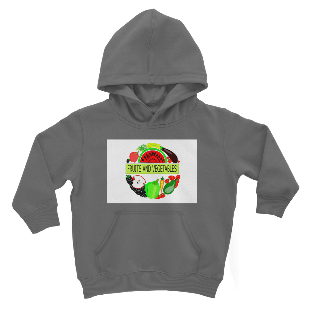 Classic Kangaroo Pouch Pocket Fruits And Vegetables Design Kids Hoodie - Mercy Abounding