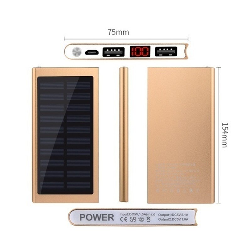 Wireless Phone laptop Solar Power Bank 30000 mAh