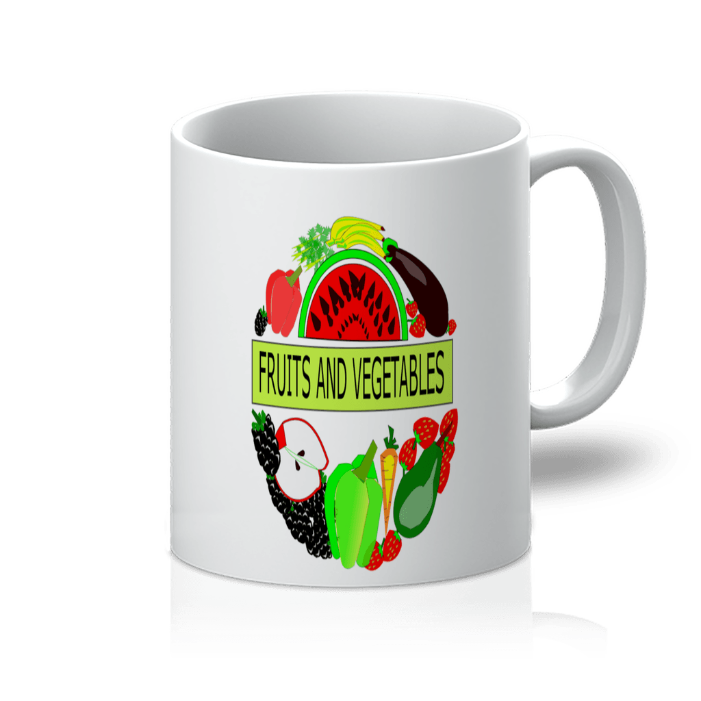 White Orca Coated 11oz Fruits And Vegetables Design 11oz Mug - Mercy Abounding