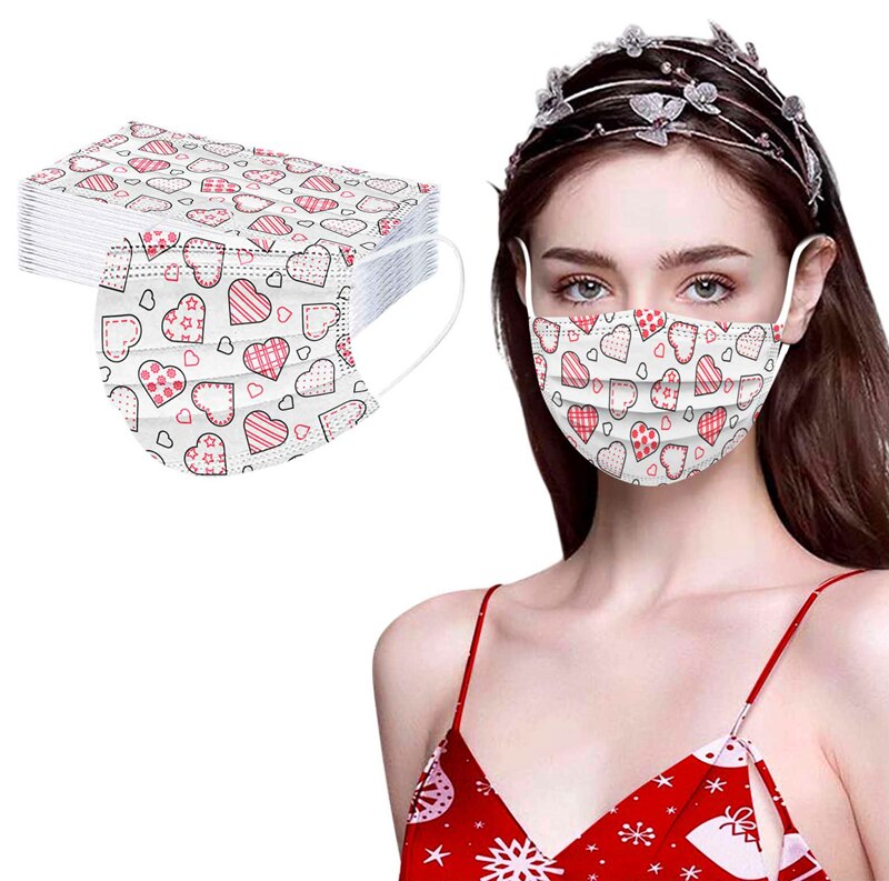 Adult Valentine Wedding Love Heart Reusable Washable Gifts Face Mask