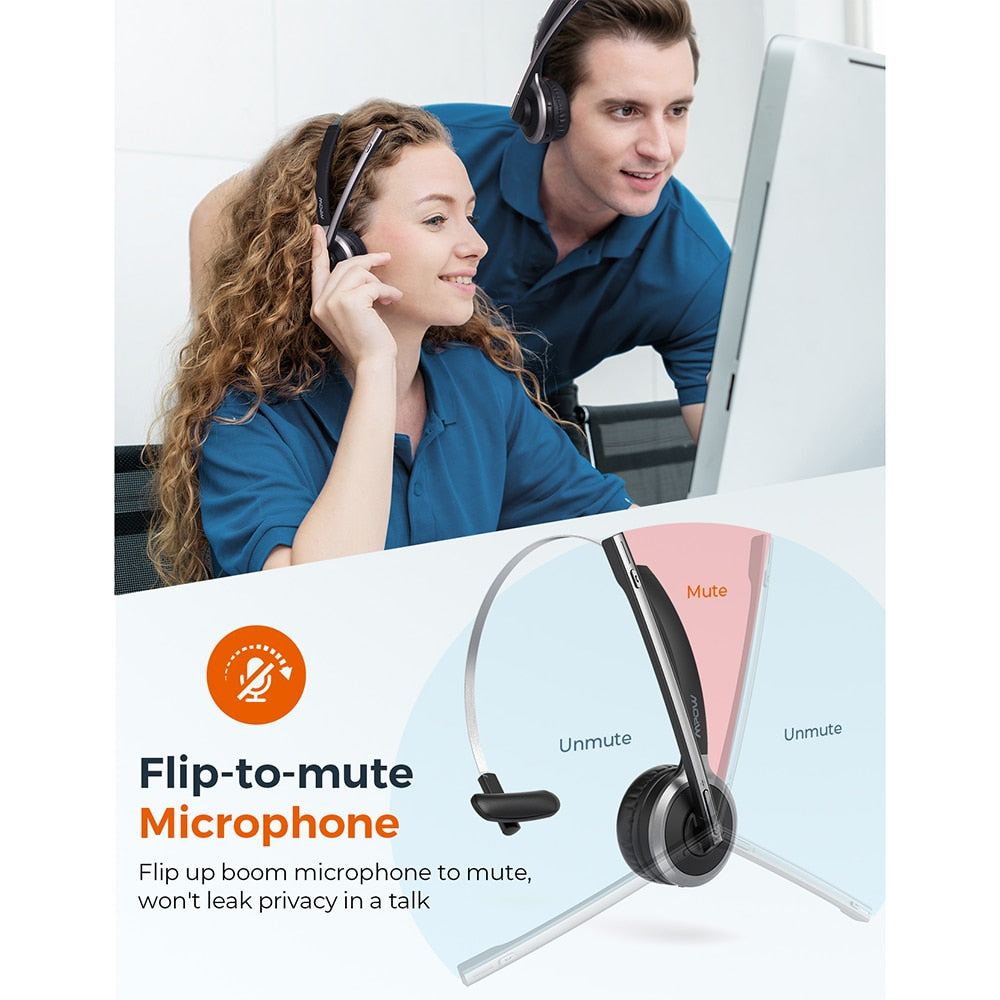 Headphones Bluetooth Wireless Laptop Call Center Office