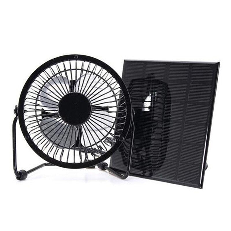 Solar Powered Panel Iron USB port Fan For Home Office Outdoor