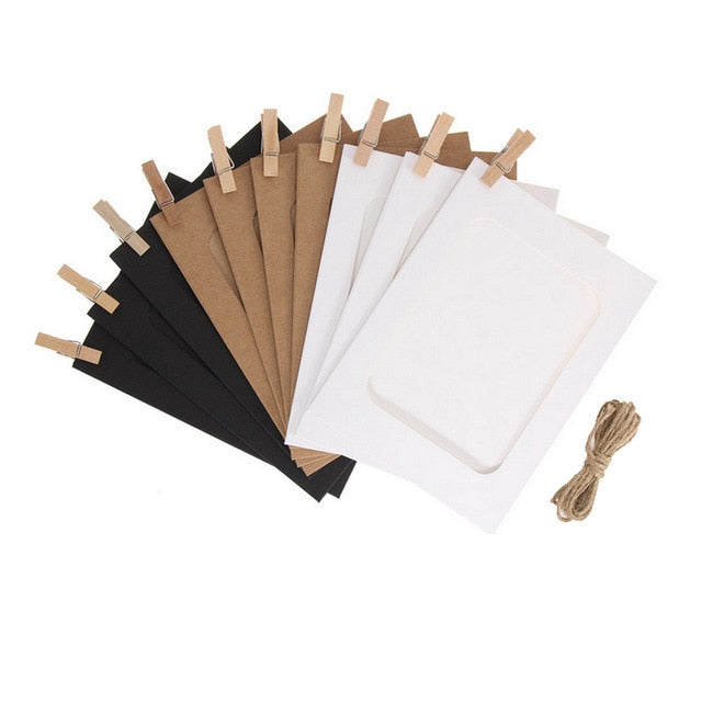 Paper Wooden Photo Frame Clips Party Wall Decoration Wedding 10PCS