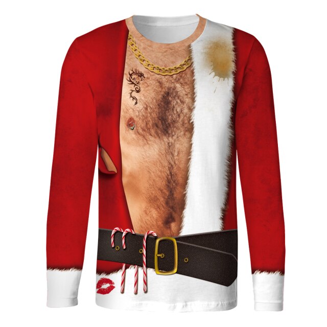 Unisex Christmas Sweaters 3D Sexy Ugly Body Chest Jumper