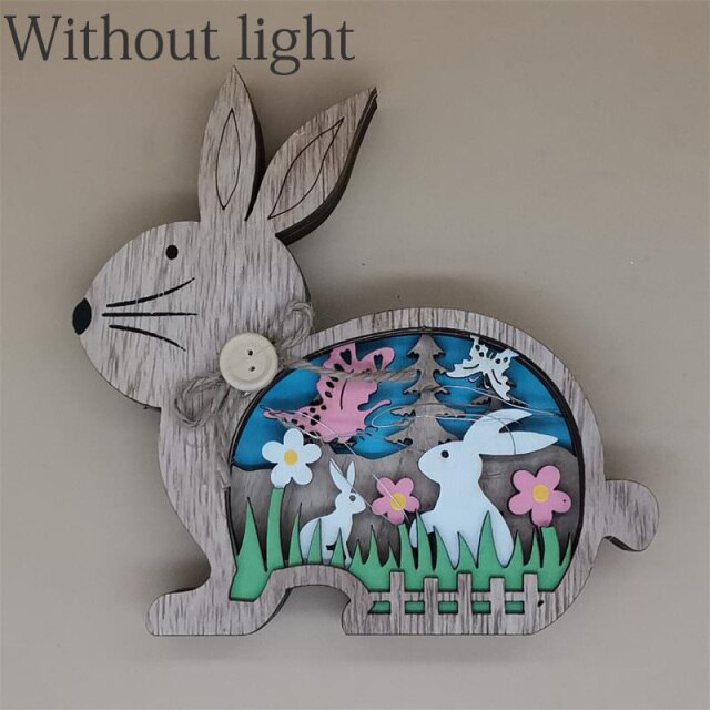 Easter Wooden LED Light Gifts Home Ornament Decoration