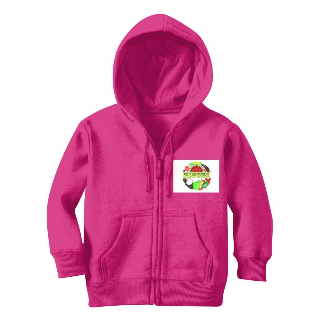 Soft Fabric Fruits And Vegetables Design Classic Kids Zip Hoodie - Mercy Abounding
