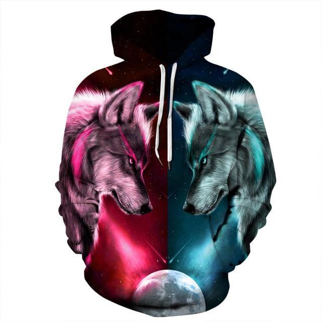 Gorgeous Men Woman Wolf Hooded Sweater For Couple, Sport - Mercy Abounding