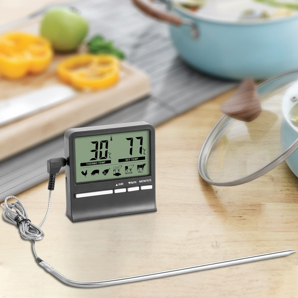 Baking Alarm Time Digital Kitchen Barbecue Food Thermometer