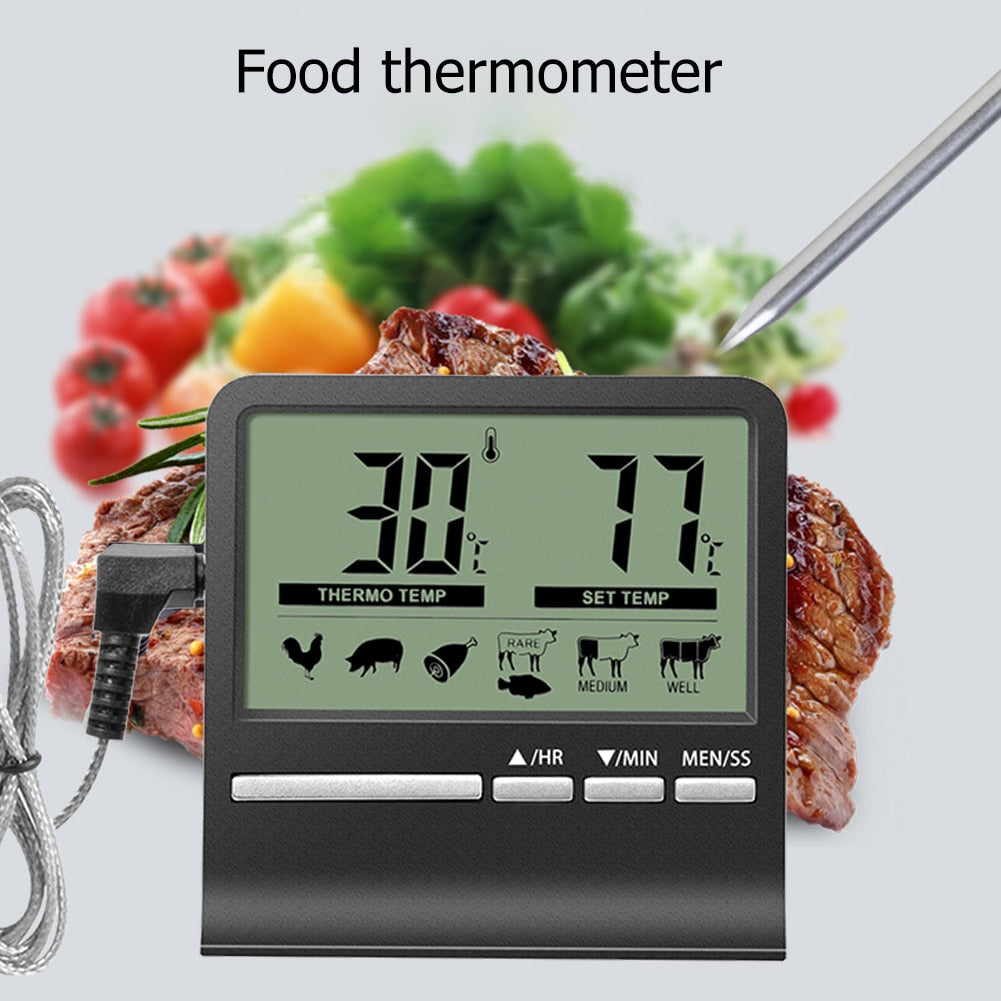 Baking Alarm Time Digital Kitchen Barbecue Food Thermometer
