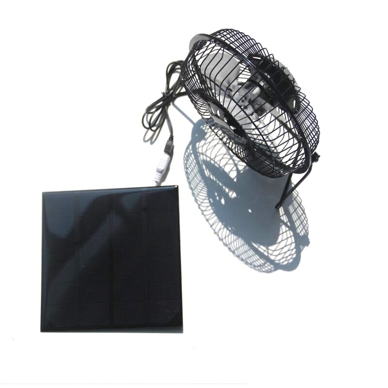 Solar Powered Panel Iron USB port Fan For Home Office Outdoor