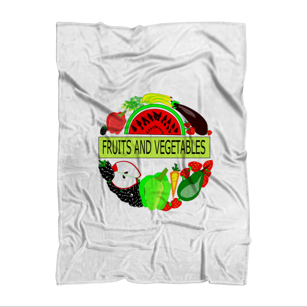 Washable  Polar Cuddle Fleece Fabric Fruits And Vegetables Design Throw Blanket - Mercy Abounding