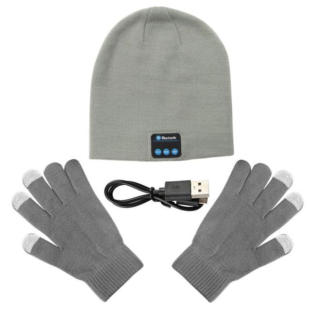 Hat Beanie Bluetooth Wireless Warm Cap Headphones + Gloves