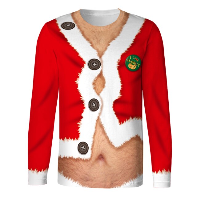 Unisex Christmas Sweaters 3D Sexy Ugly Body Chest Jumper