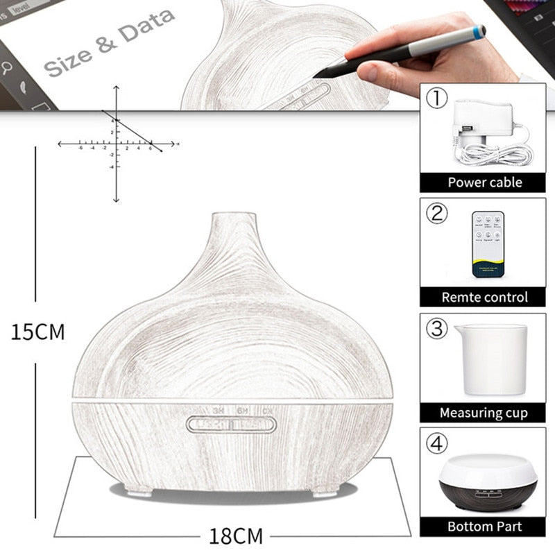 Essential Oil Diffuser Humidifier Aromatherapy Air Purifier Usb 500ml