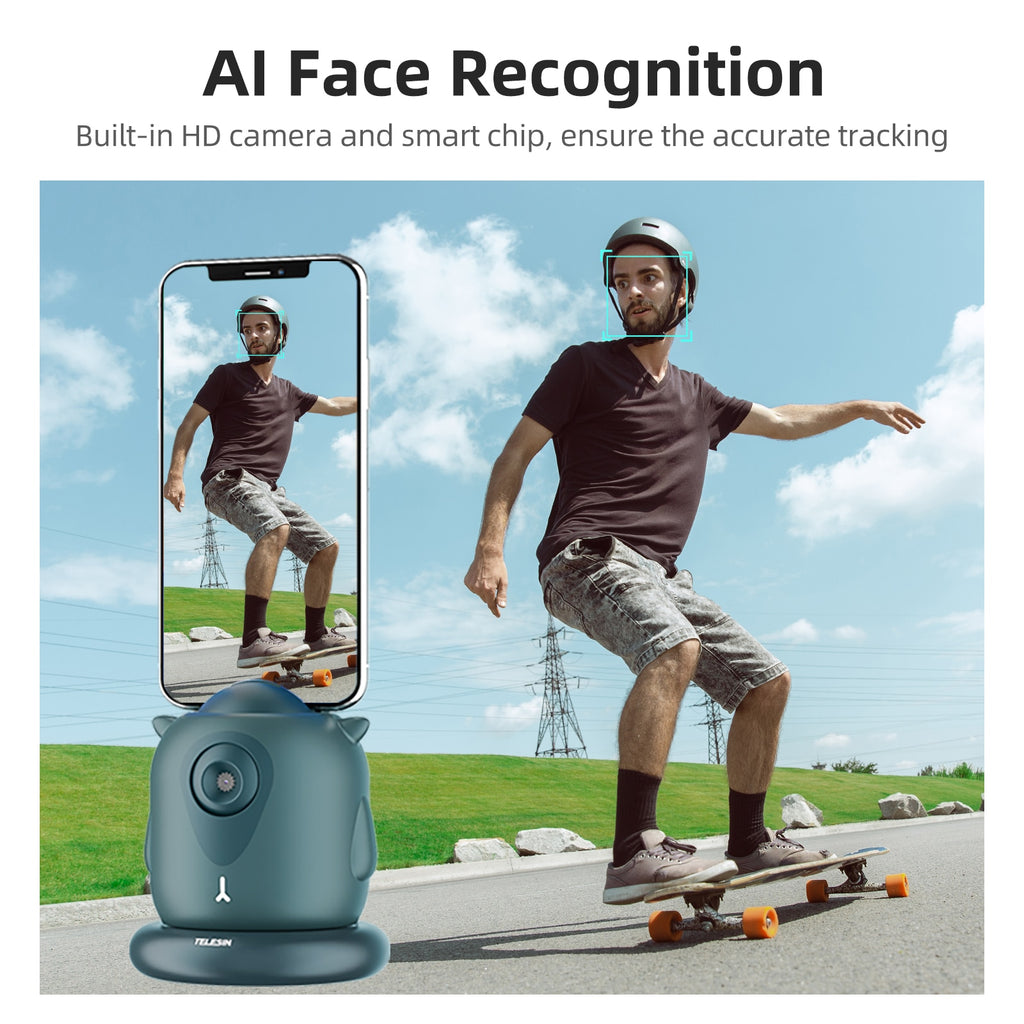 Tracking Face TELESIN Gimbal 360 Auto Rotation Selfie Phone Holder