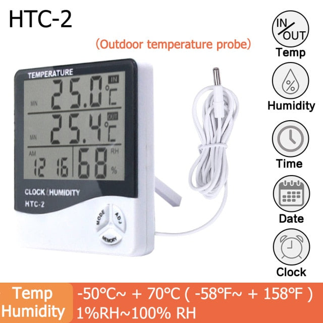Digital Temperature Humidity Hygrometer Thermometer Clock