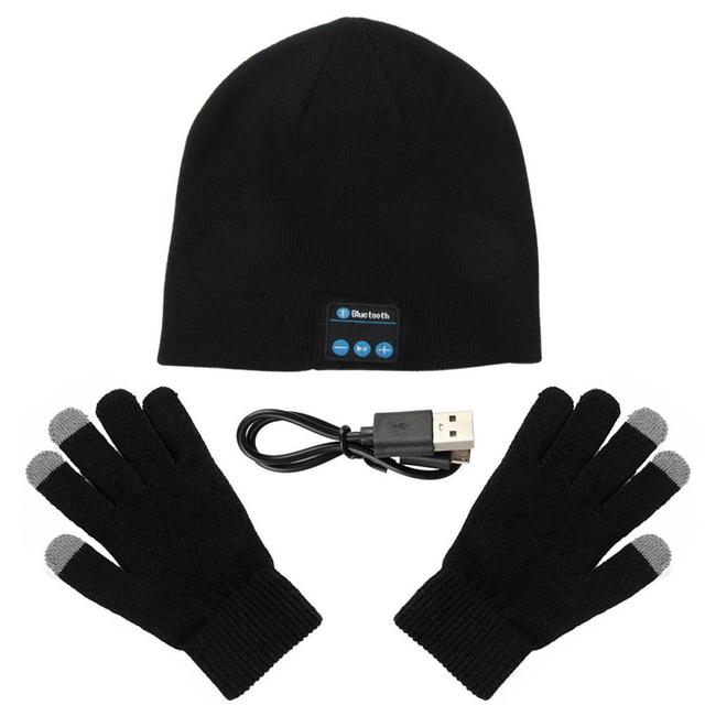 Hat Beanie Bluetooth Wireless Warm Cap Headphones + Gloves