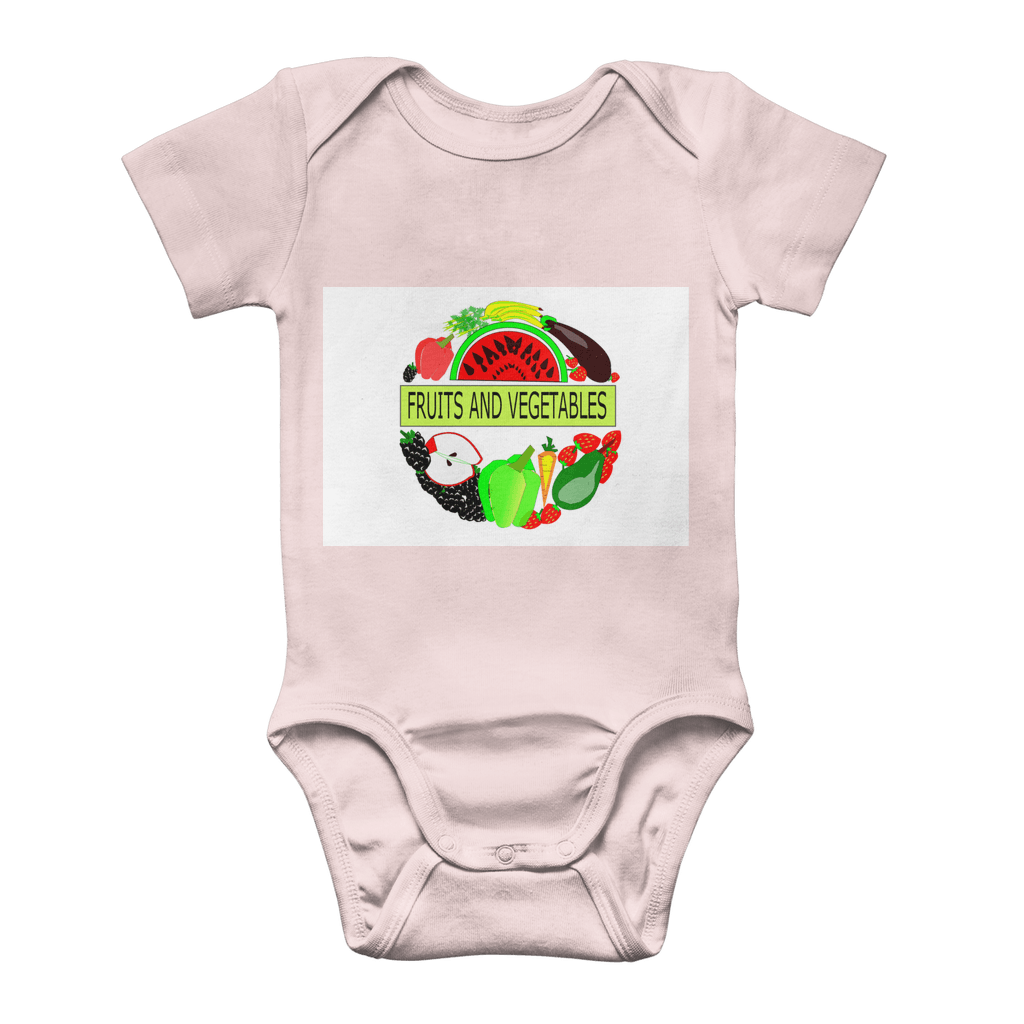 Classic Fruits And Vegetables Design Baby Short Sleeve Bodysuit - Mercy Abounding