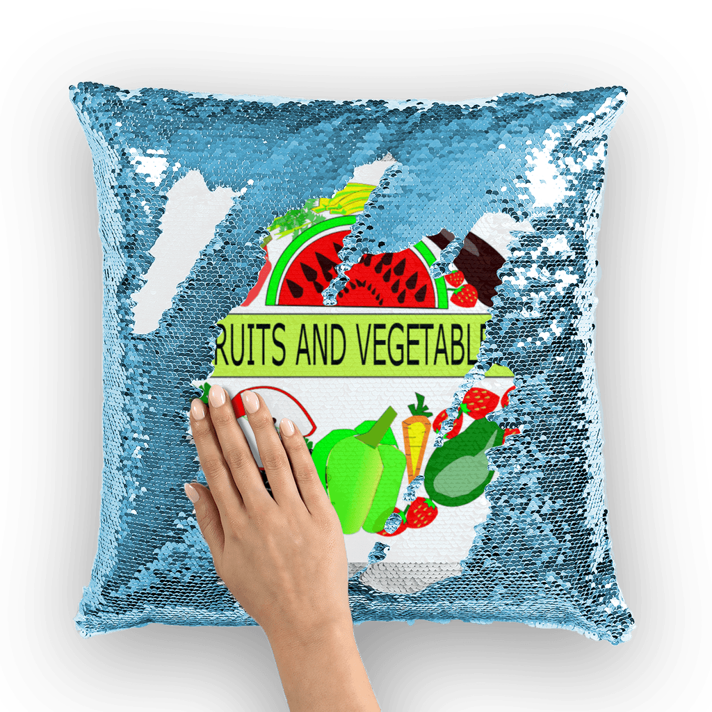 Gorgeous Home Decor Fruits And Vegetables Design Sequin Cushion Cover - Mercy Abounding