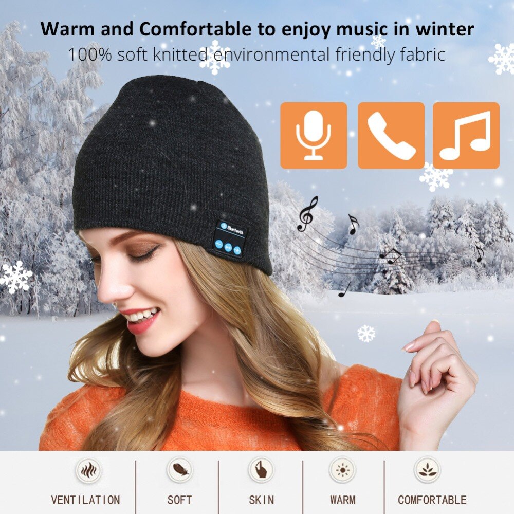 Hat Beanie Bluetooth Wireless Warm Cap Headphones + Gloves