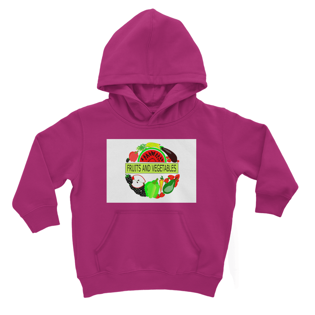 Classic Kangaroo Pouch Pocket Fruits And Vegetables Design Kids Hoodie - Mercy Abounding