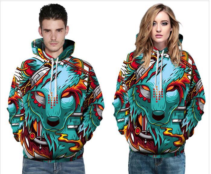 Gorgeous Men Woman Wolf Hooded Sweater For Couple, Sport - Mercy Abounding