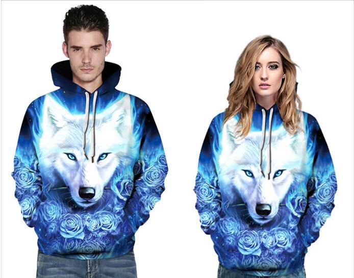 Gorgeous Men Woman Wolf Hooded Sweater For Couple, Sport - Mercy Abounding