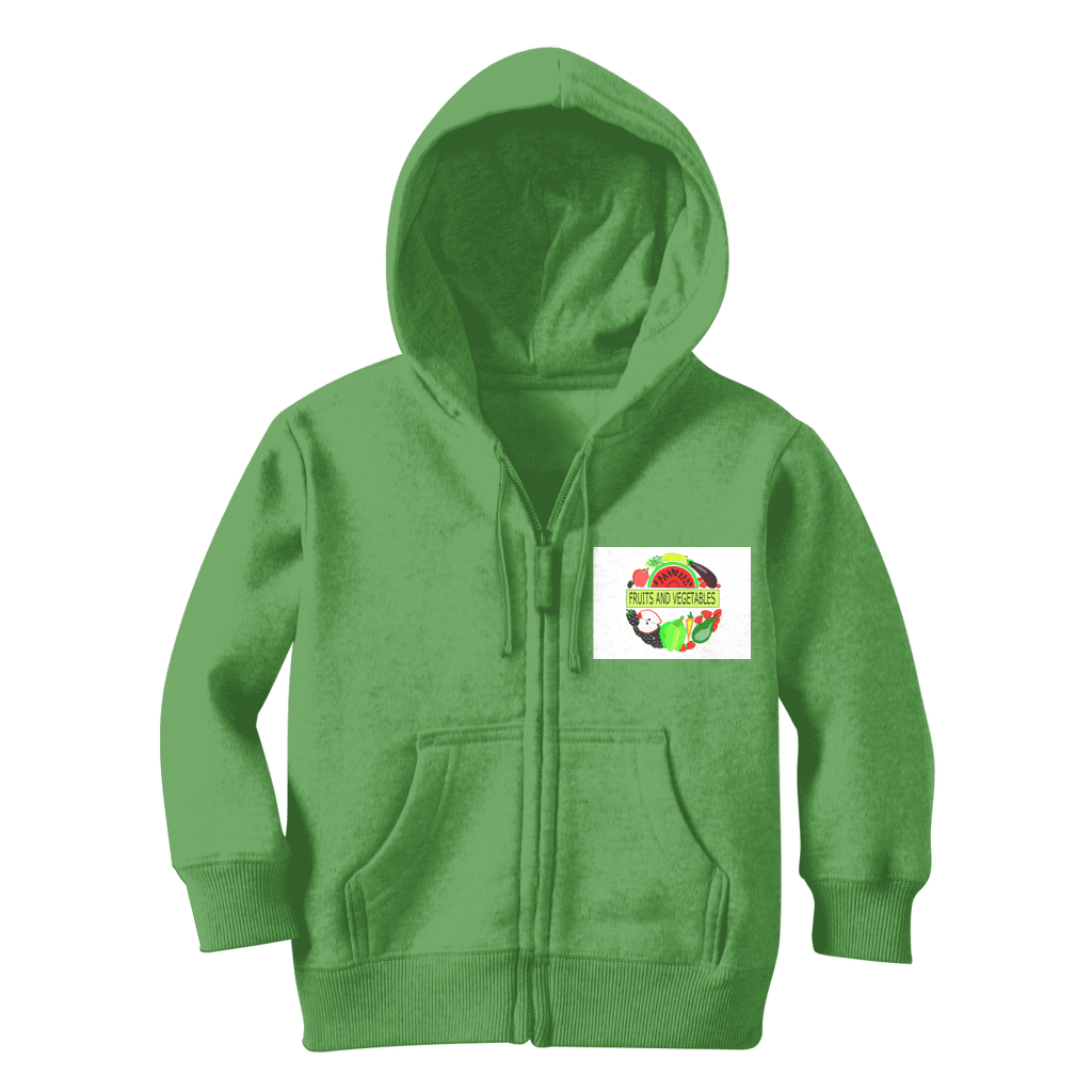 Soft Fabric Fruits And Vegetables Design Classic Kids Zip Hoodie - Mercy Abounding