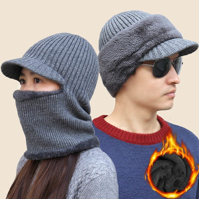 Wome/Men winter cycling warm wool knit hat cap