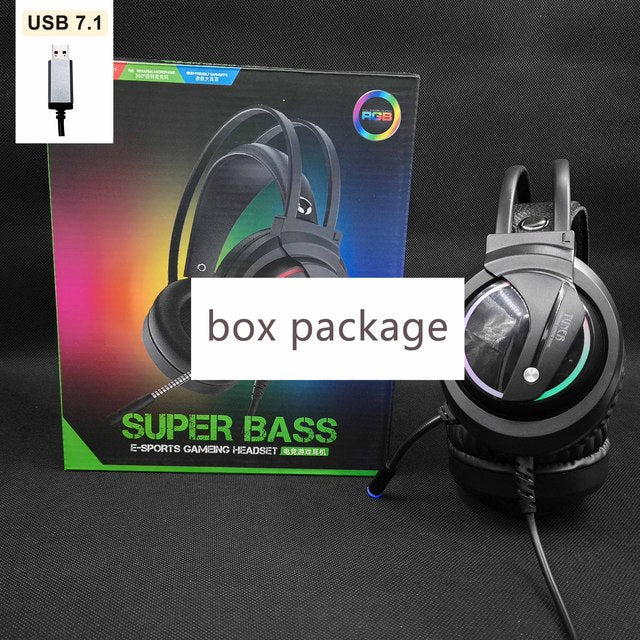 RGB Gaming Headset Surround Headphones Sound with Mic USB 7.1