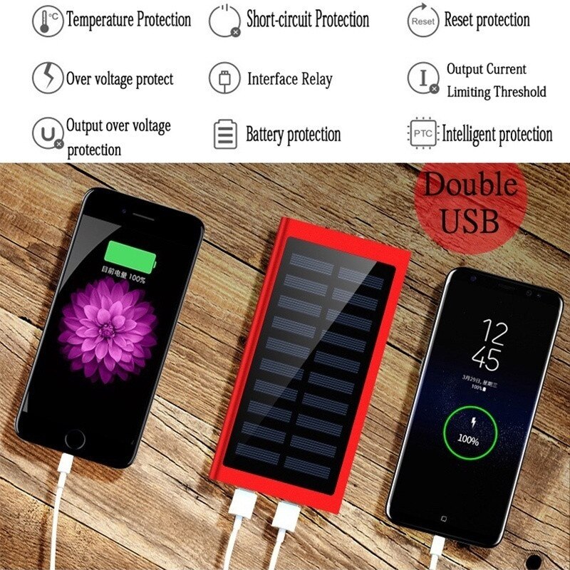 Wireless Phone laptop Solar Power Bank 30000 mAh