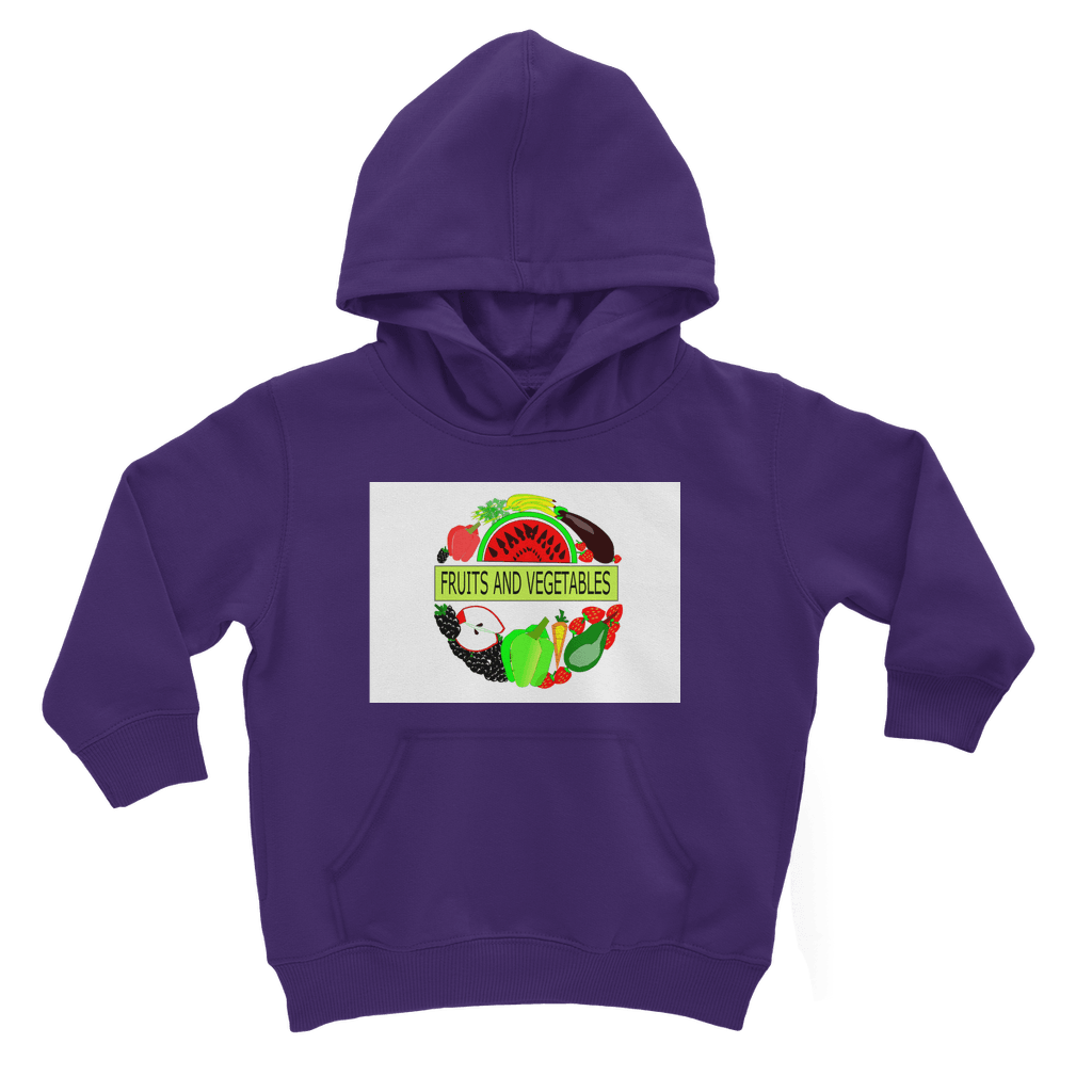 Classic Kangaroo Pouch Pocket Fruits And Vegetables Design Kids Hoodie - Mercy Abounding