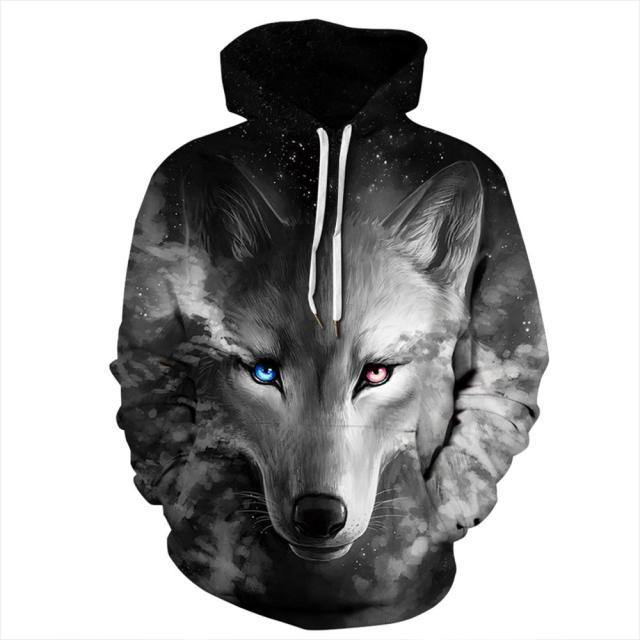 Gorgeous Men Woman Wolf Hooded Sweater For Couple, Sport - Mercy Abounding