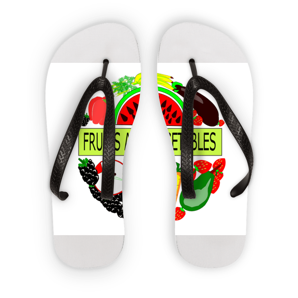 Beautiful Comfortable Fruits And Vegetables Design Adult Flip Flops - Mercy Abounding