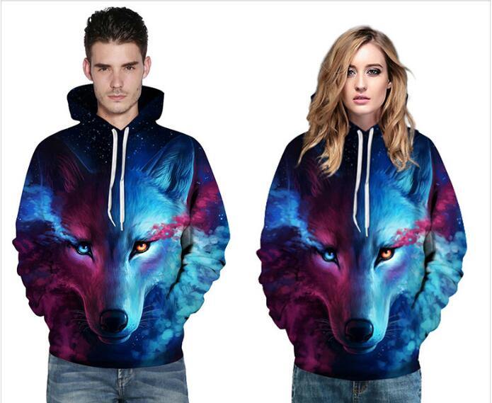 Gorgeous Men Woman Wolf Hooded Sweater For Couple, Sport - Mercy Abounding