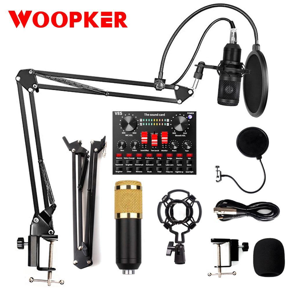 Wired Microphone BM 800 Mic stand Studio condenser Microphone With Filter V8 Sound Card Vocal Recording KTV Karaoke Microphone