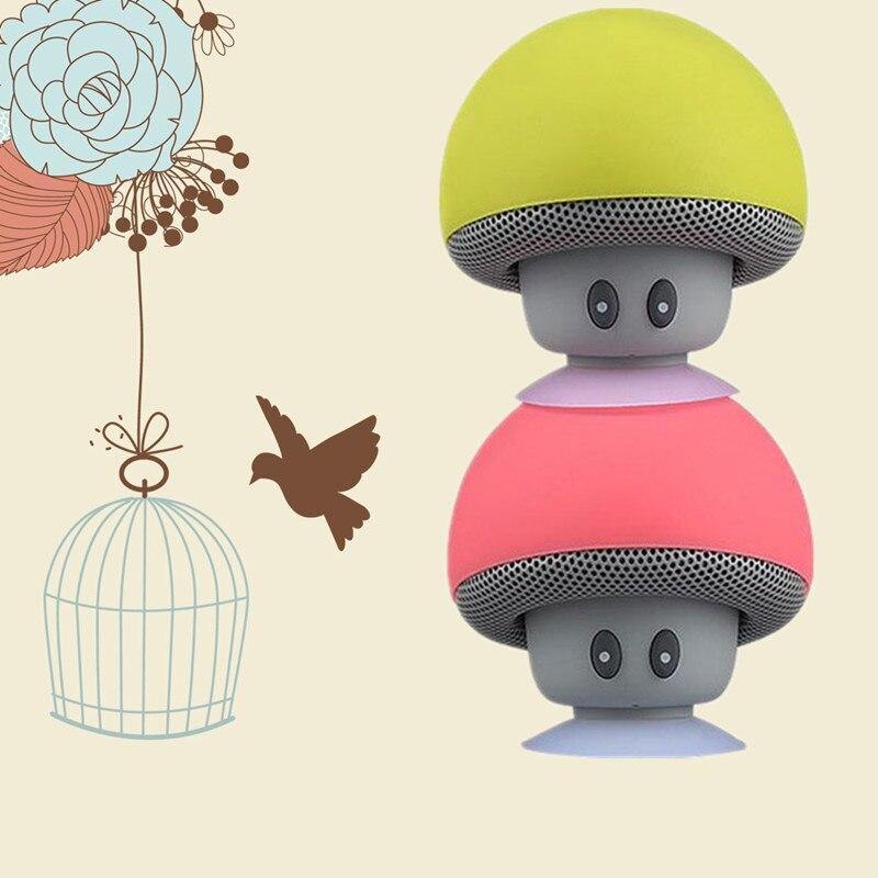 Cartoon mini portable small mushroom head wireless bluetooth speaker silicone suction cup speaker phone holder audio