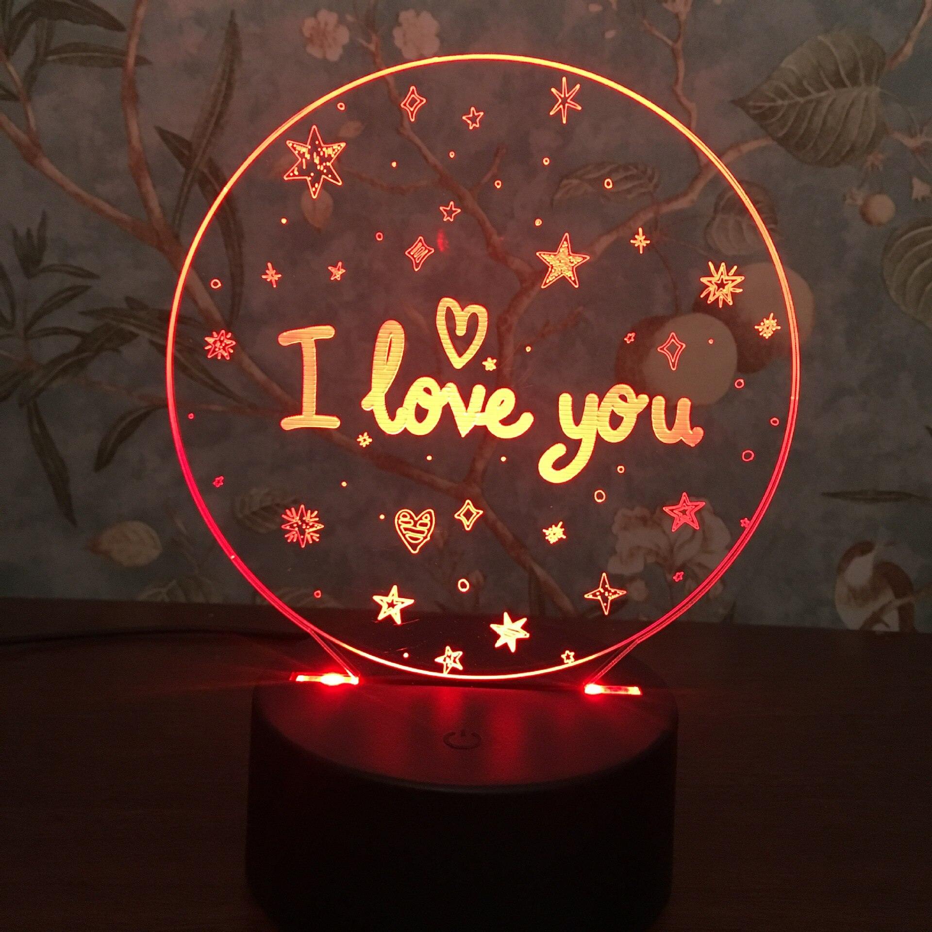 3D Lighting I LOVE YOU LED USB Table Night Light Lamp Remote Control 7 Colors Changing Indoor Lights Illusion Xmas Gifts