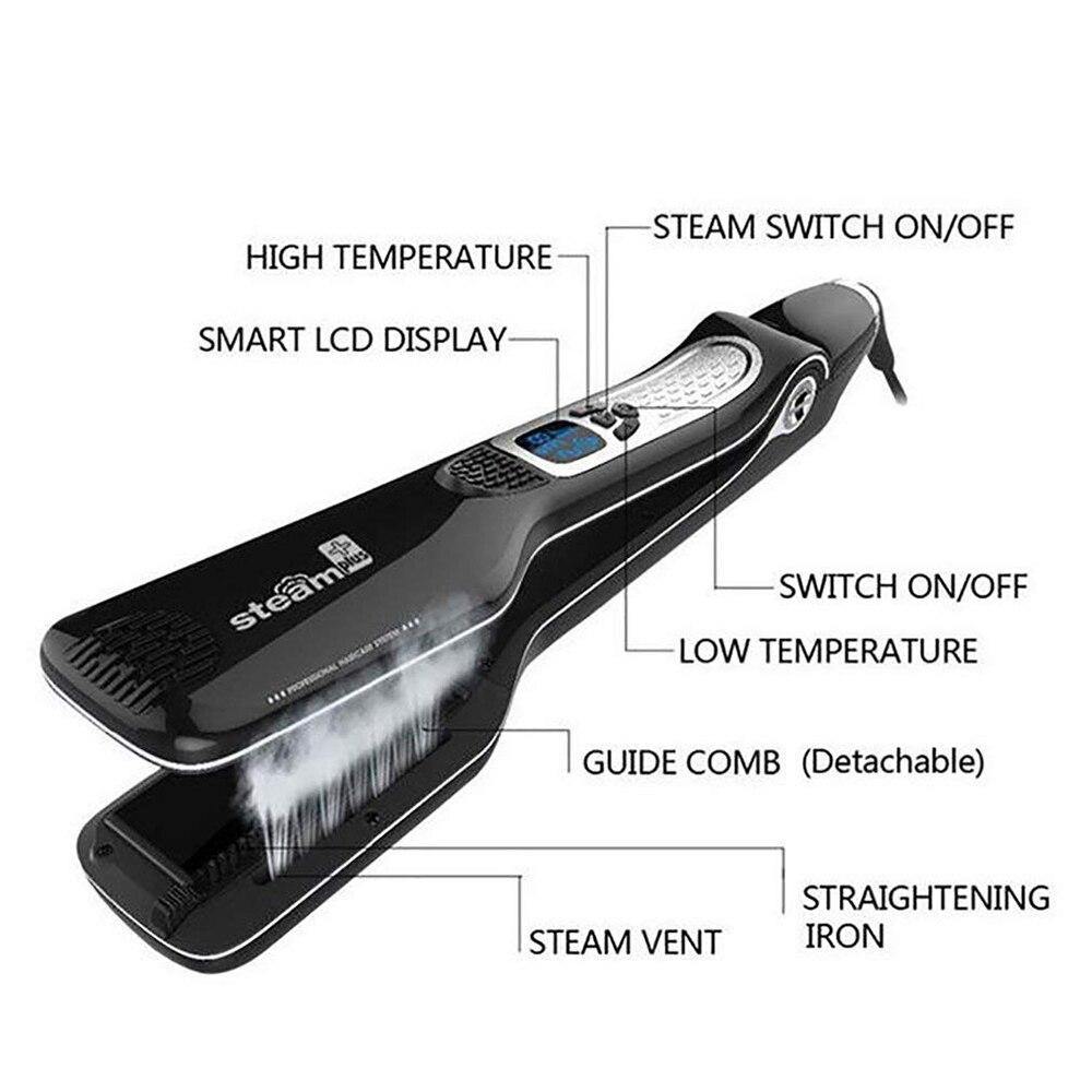 Steam Straightener Professional Hair Straightener Brush Steampod Flat Iron Hair Straightening Comb Styling Tools Vapor Spray