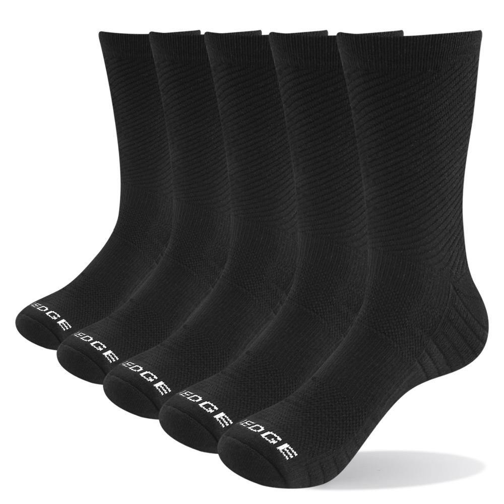 YUEDGE brand 5 pairs men's cushion combed cotton breathable deodorant sports running cycling crew dress socks