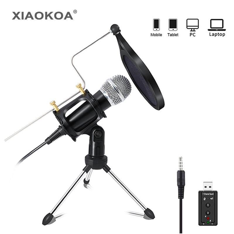 XIAOKOA recording Condenser Microphone mobile phone microphone 3.5mm Jack microfone for Computer PC Karaoke mic for phone